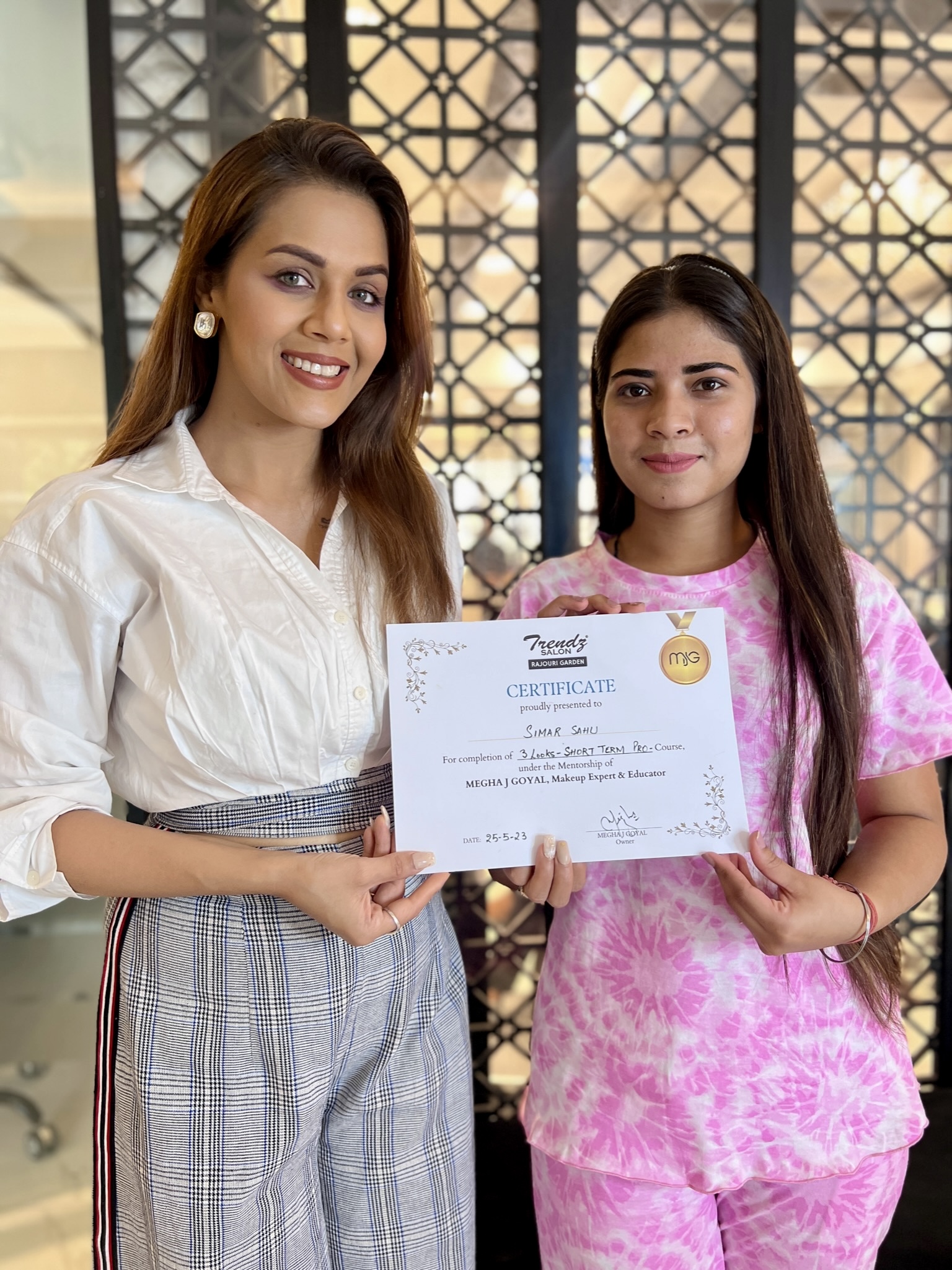 Trendz Academy student training with Megha J Goyal